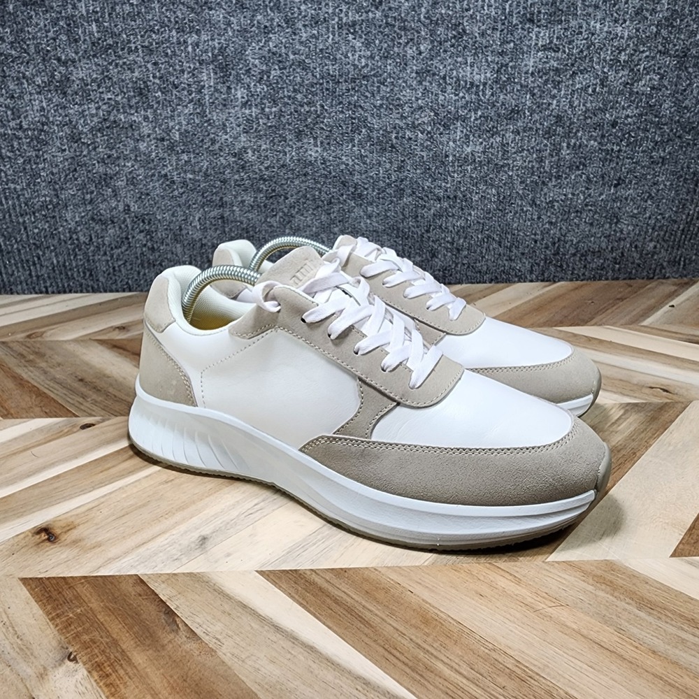 Amberjack The Axis Ivory Leather Suede Hybrid Comfort Sneakers Men's Size 9